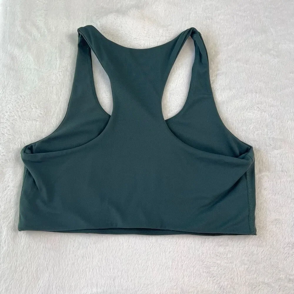 Quince Forest Green Sports Bra Scoop Neck Longline Bra Medium Women - Picture 4 of 4